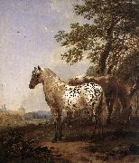 BERCHEM, Nicolaes Landscape with Two Horses oil on canvas